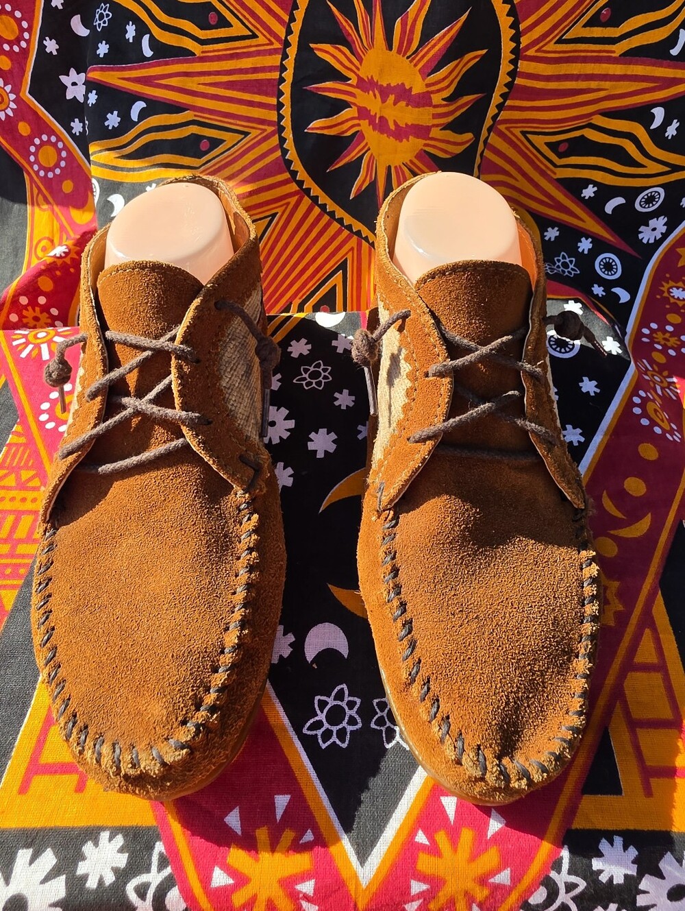 NWOT Minnetonka 572 Women’s 7.5 Brown Suede Woven Moccasin Driving Shoes